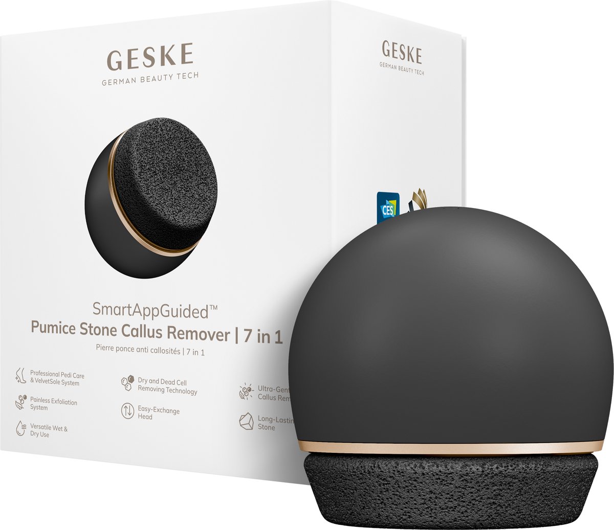 GESKE Pumice Stone Callus Remover | 7 in 1 | Voetvijl met vervangbare duurzame puimsteen | Voor gladde voeten | Geavanceerde exfoliator & huidverzachter | ideaal voor je pedicurekit