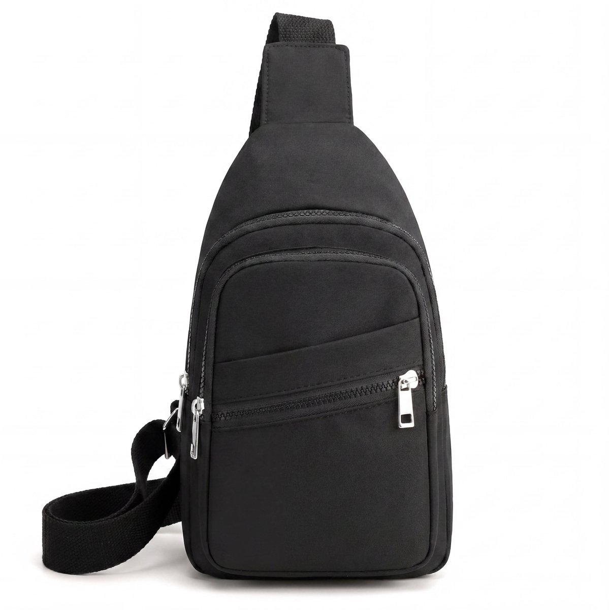 MasonPro Luxe Crossbody Schoudertas - Dames & Heren - 5 opbergvakken en kabelopening - Telefoontasje - Crossbody Tas - Sling Bag - Nektasje - Schoudertassen - Fanny Pack - Crossbody Bag - Borsttas - Crossbodytas - Zwart