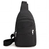MasonPro Luxe Crossbody Schoudertas - Dames & Heren - 5 opbergvakken en kabelopening - Telefoontasje - Crossbody Tas - Sling Bag - Nektasje - Schoudertassen - Fanny Pack - Crossbody Bag - Borsttas - Crossbodytas - Zwart