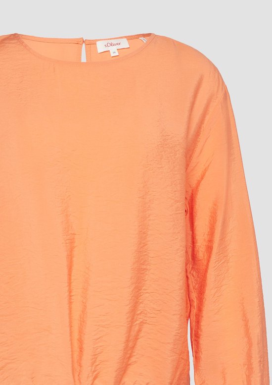 S.Oliver blouse in oranje met kreukeleffect en ronde hals.