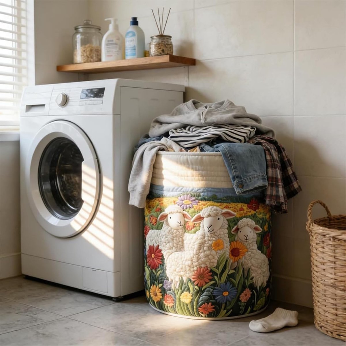 Stoffen Wasemmer - Opbergmand Vuilwas - Huis Organiseren - Versterkte Handgrepen - 45 x 50 cm - Niet gespecificeerd