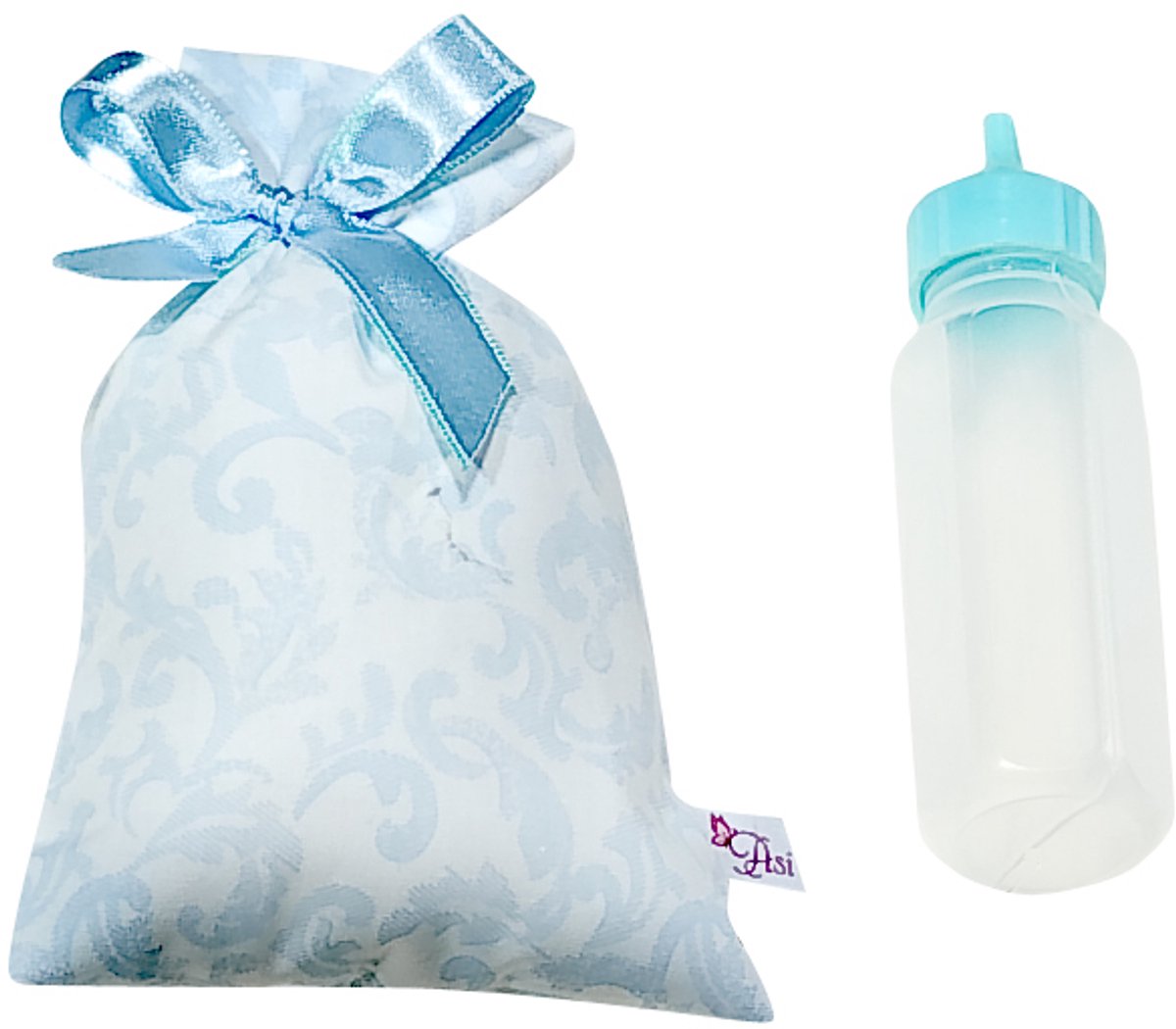 ASI DREAMS Poppen Accessoires - Poppen Voedingsfles Met Tasje - Blauw