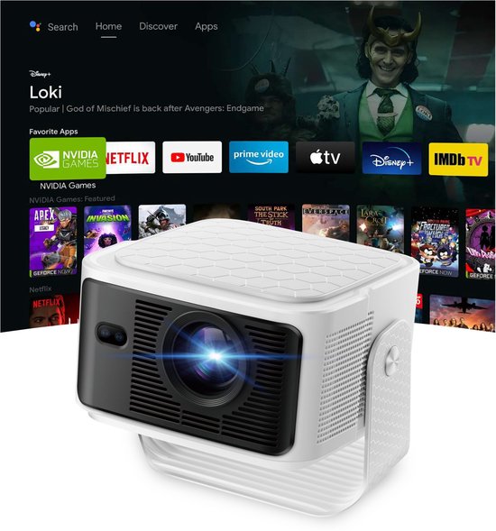 Mini 4K Projector Draagbaar 30.000 Lumen Android 11 WiFi 6 Bluetooth 5.4 1080P Full HD 180° Draaibaar