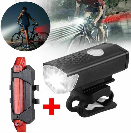Oplaadbare Fietslamp Set - Voorlamp met Achterlicht - Eenvoudig te Installeren - 3 Standen - Fietsaccessoires voor de Fiets - Zwart - 1 Set — afbeelding 5