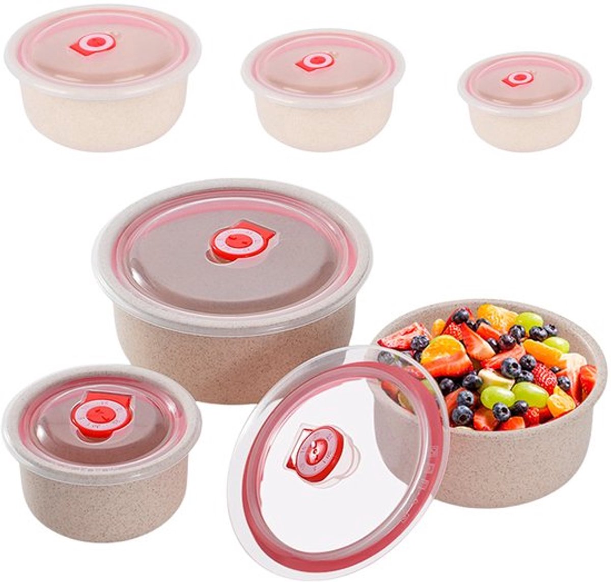 Magnetronservies met deksel, magnetronservies, vershoudbakjes, 260/480/900 ml, magnetron, multikom, lunchbox voor vaatwasser, magnetron, oven, koelkast (abrikoos)