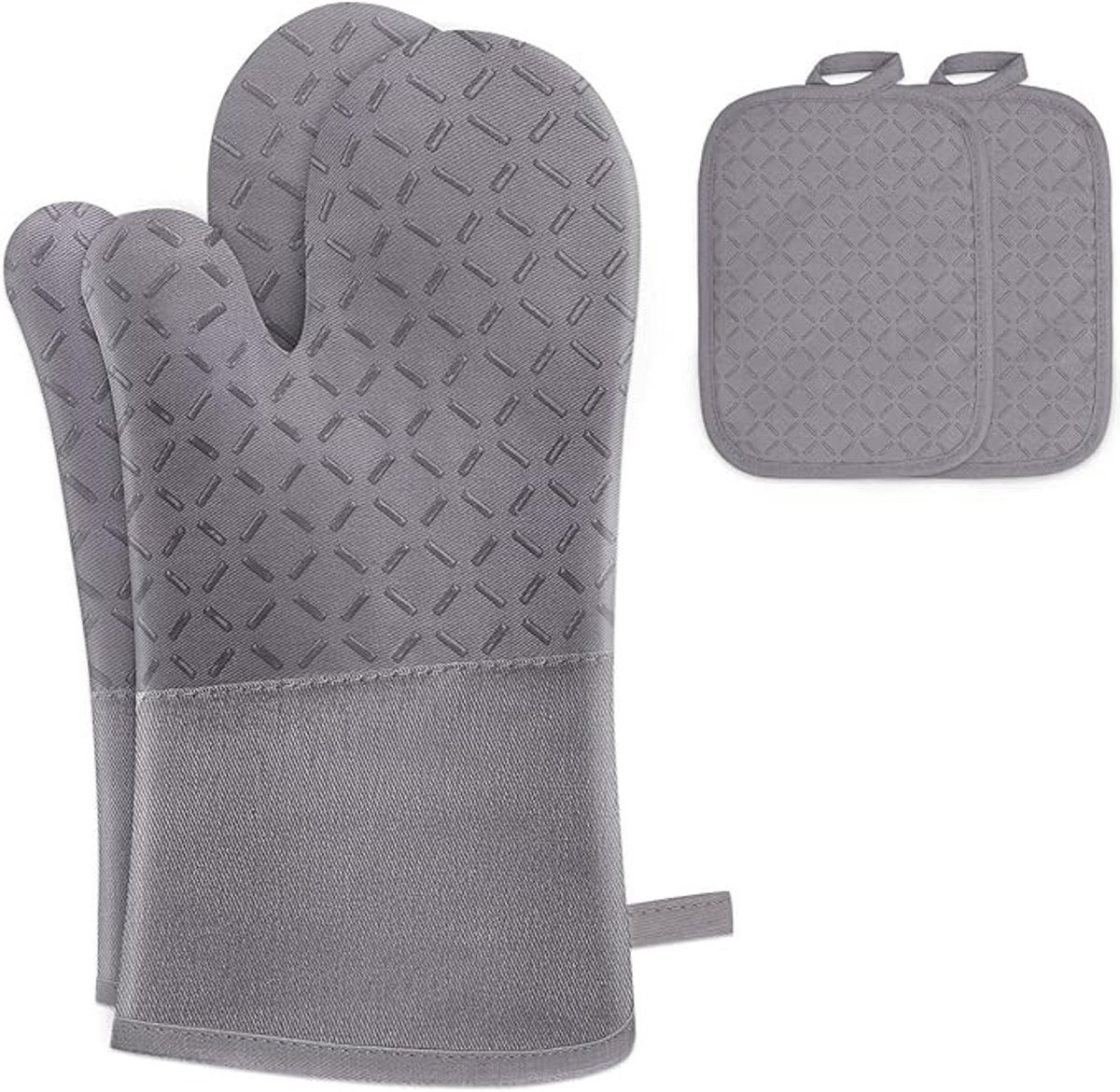 Ovenhandschoenen set van 4 - Grijs