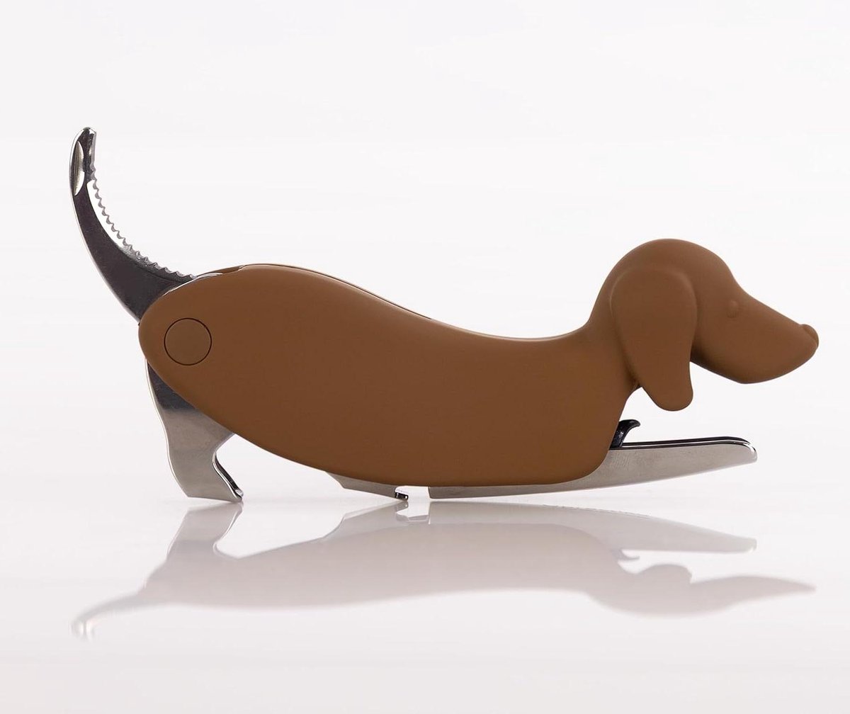Kurkentrekker Hond - Flesopener Wijnopener - Flessen Openen - Roestvrij Staal - 10.5 cm - Bruin