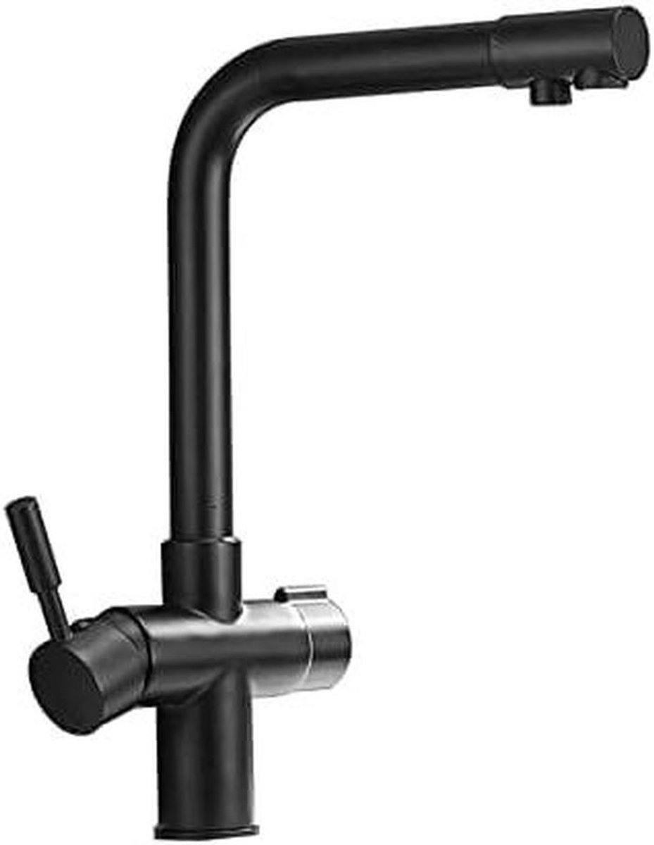 Keukenkraan - Mengkraan - Gefilterd Water - 3-in-1 Design - 360° Draaibaar - Zwart