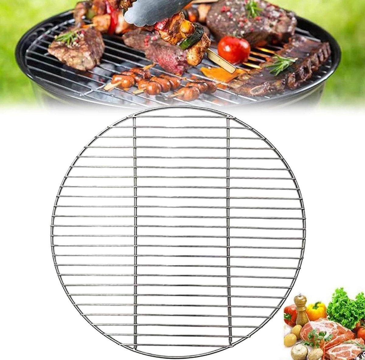 Grillrooster Rond - BBQ rooster bakplaat - Buiten koken - Gelijkmatige warmte - 53 cm - Zilver