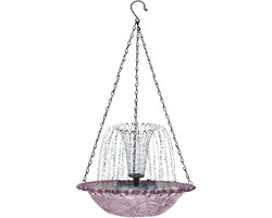 Vogelbad Buiten - Drinkfontein Vogels - Vogels Voeden - Zonne-energie Aangedreven - Ophangbaar - Paars