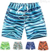 NiSy.nl Zwembroek Blauw | Jongens | Zwemshort | Strepen Print | Sneldrogend | Maat 134/140