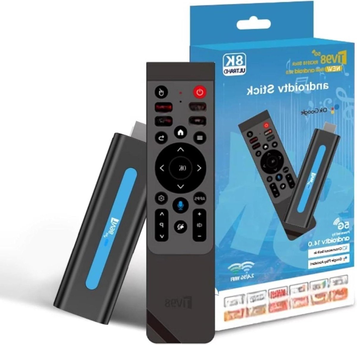 Android TV Stick - Streaming-klant - Smart TV maken - 4K Ultra HD - 16 GB - Zwart