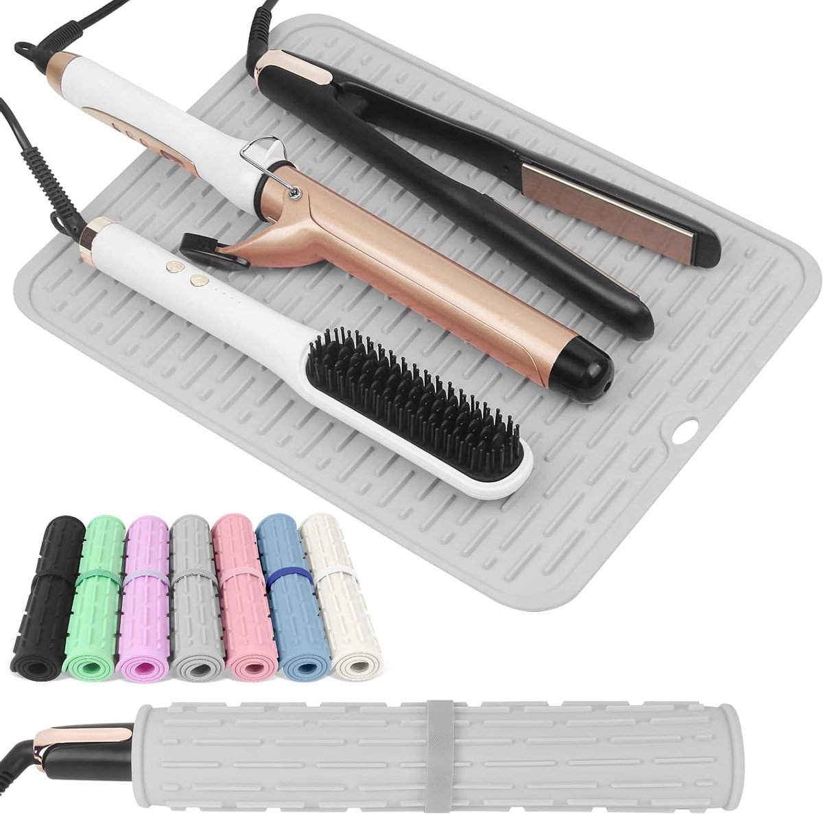 Hittebestendige Mat - Styling Tool Pad - Bescherming van Oppervlakken - Extra Groot Formaat - 36 x 28 cm - Grijs