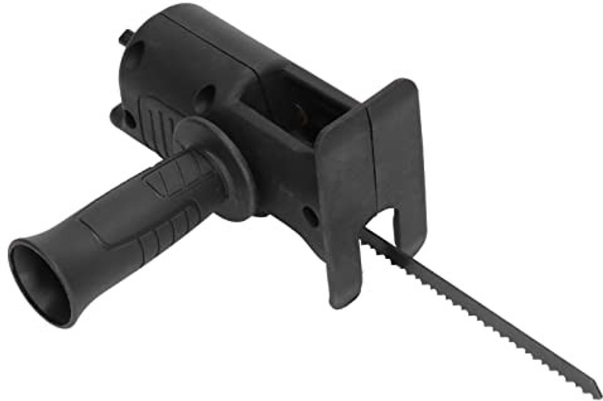 aladdien - Reciprozaagadapter - Gereedschapsopzetstuk - Voor elektrische boormachine - Zwart - Voor hout en metaal - Inclusief 3 zaagbladen - Geschi...