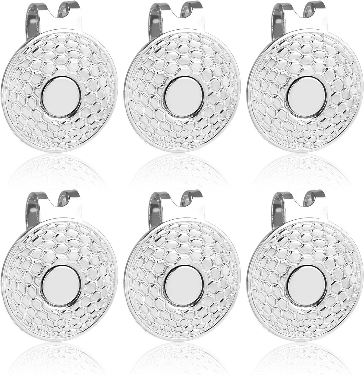 Golf Ball Marker Clips - 6 Stuks Magnetische Marker voor Golfaccessoires, Hoeden en Kleding met Sterke Magneten en Patroon