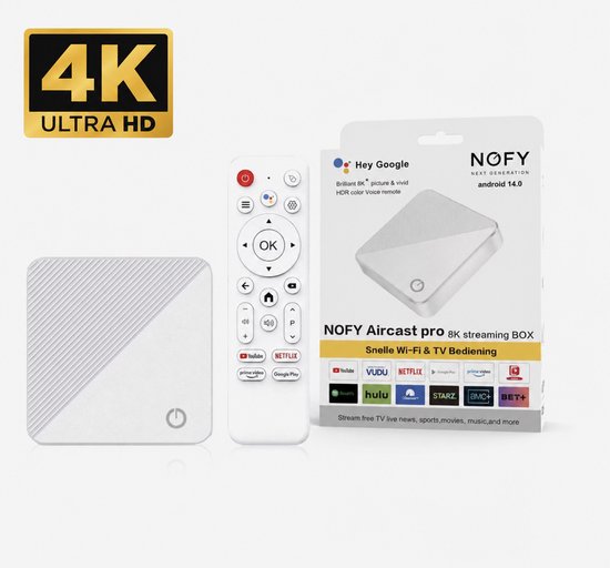 Google TV Aircast Pro – TV Streamer Chromecast – Android TV Stick – 4K en 8K Ultra HD – Draadloos Streamen – YouTube, Netflix & Apps