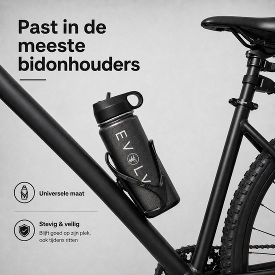 Fit Evolve Fietsbidon 600 ml – RVS Drinkfles - Waterfles – Geïsoleerde Thermosfles – Bidon voor Racefiets & Mountainbike – Past in Elke Bidonhouder