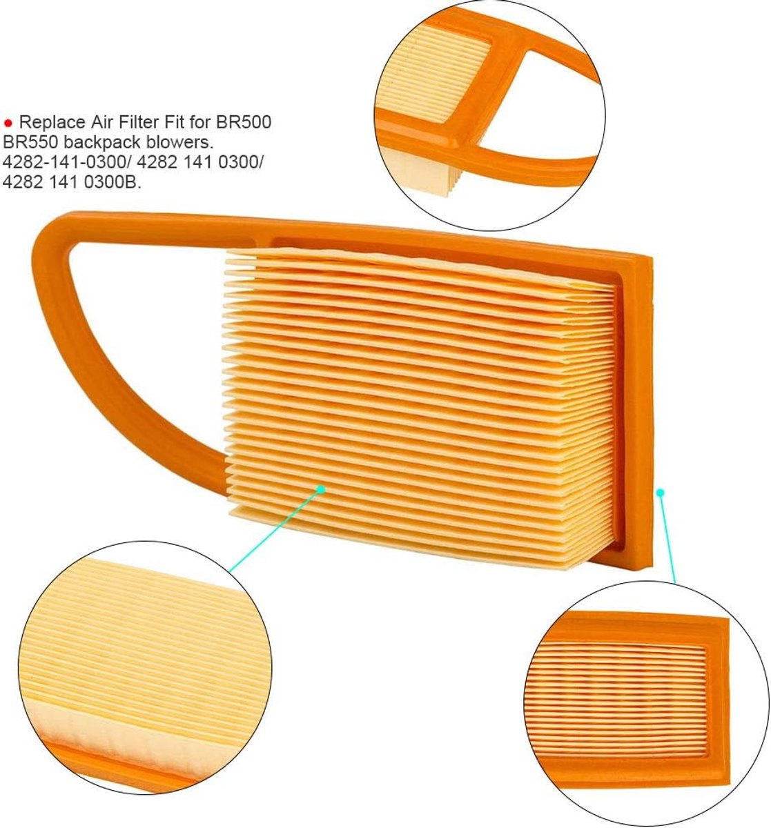 6 stuks luchtfilter voor Stihl BR500 BR550 BR600 4282-141-0300 4282 141 0300 4282 141 0300B bladblazers – foto 2