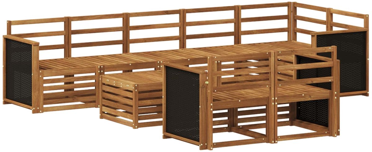 vidaXL Buiten - bank - set - 8 - st - 8-zits - Naturel - Massief - Acacia - Hout