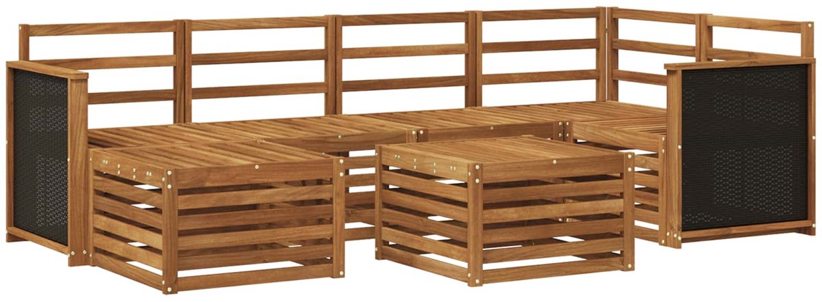 vidaXL Buiten - bank - set - 7 - st - 5-zits - Naturel - Massief - Acacia - Hout