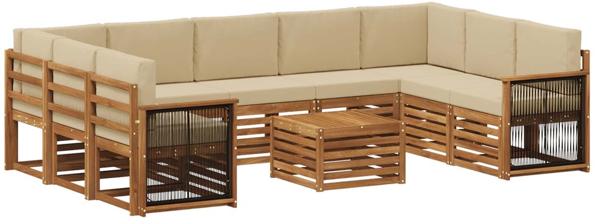 vidaXL Buiten - bank - set - 10 - st - 9-zits - Naturel - Massief - Acacia - Hout