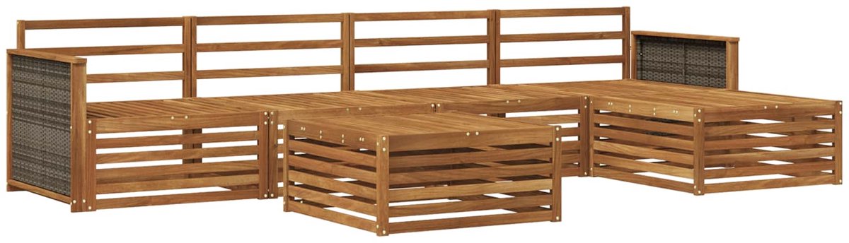 vidaXL Buiten - bank - set - 6 - st - 5-zits - Naturel - Massief - Acacia - Hout