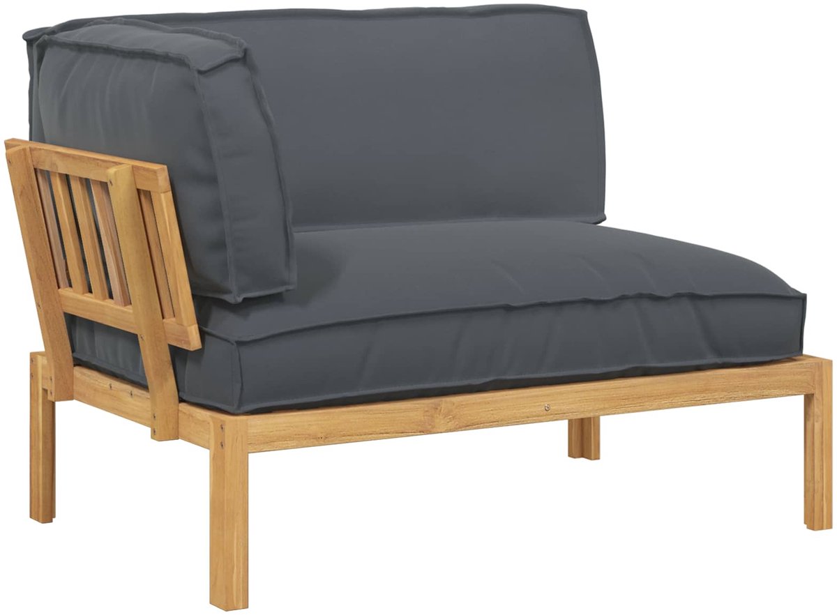 vidaXL Bankstel - Effen - Antraciet - 133 - x - 92 - x - 69 - cm - Massief - Acacia - Hout