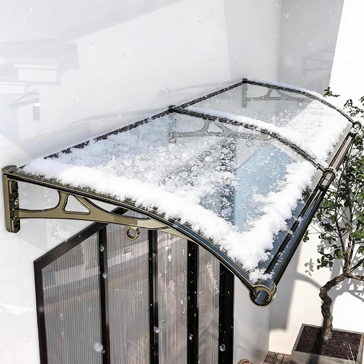 Voordeur Luifel - Terrasluifel Regenbescherming - Entree Beschermen - Geluidsisolerend Polycarbonaat - 60x220cm - Transparant