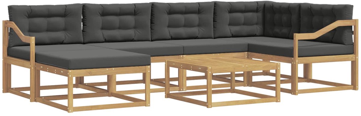 vidaXL Buiten - bank - set - 7 - st - 6-zits - Wit - en - antracietkleurig Wit en antracietkleurig