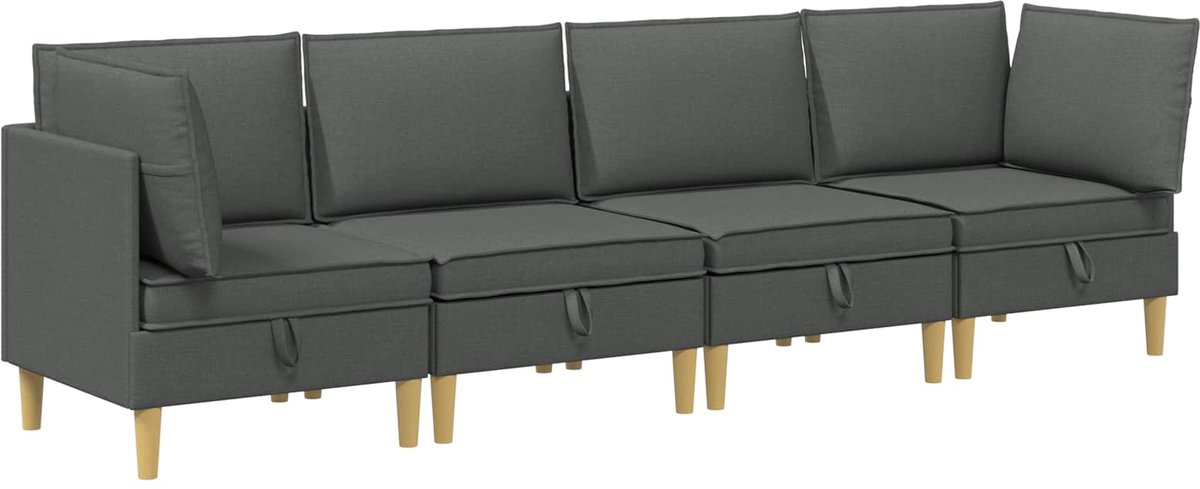 vidaXL Modulaire - bankset - met - opslag - 4 - st - Donkergrijs - 280 - x - 70 - x - 82 - cm