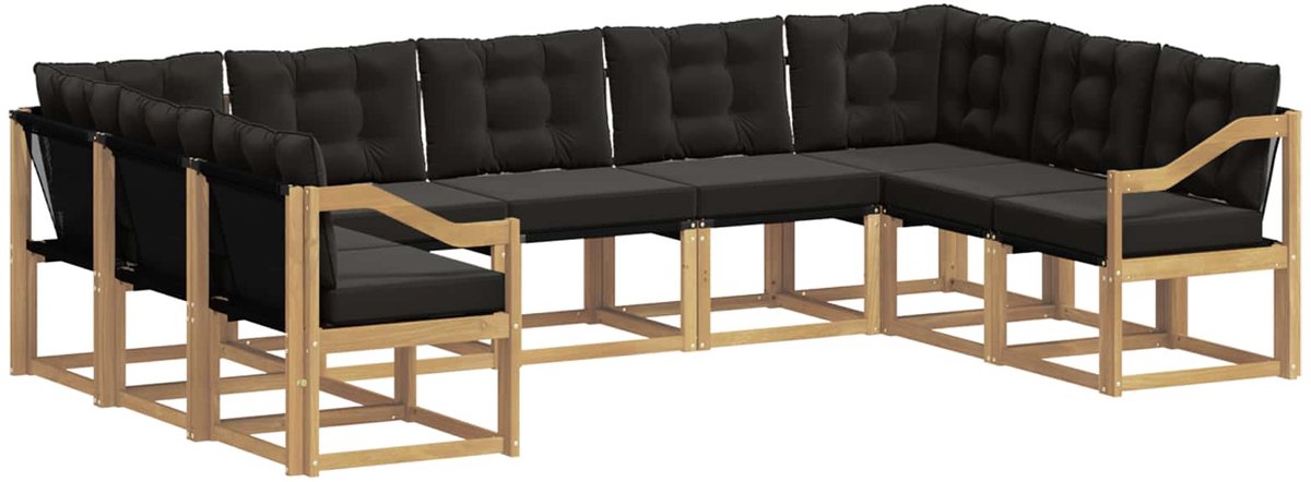 vidaXL Buiten - bank - set - 9 - st - 9-zits - Wit - en - zwart Wit en zwart