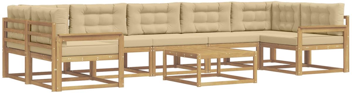 vidaXL Buiten - bank - set - 6 - st - 7-zits - Wit - en - Beige Wit en Beige