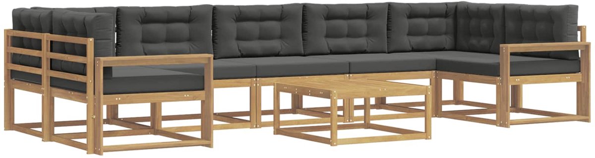vidaXL Buiten - bank - set - 6 - st - 7-zits - Wit - en - antracietkleurig Wit en antracietkleurig