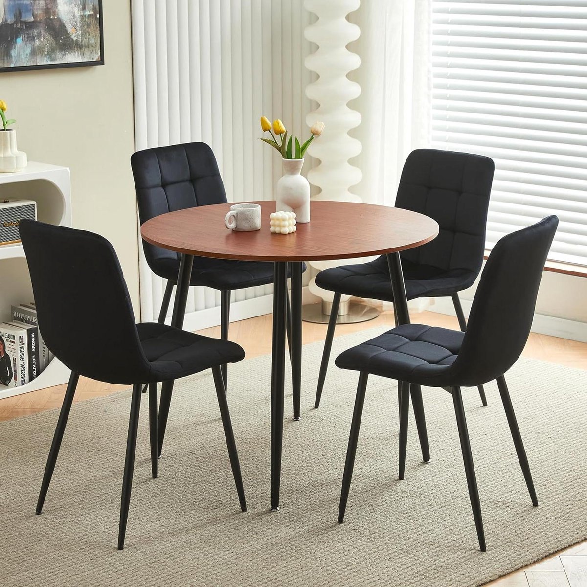 Eettafel met Stoelen - Eetkamer Set - Samen Eten - Krasbestendig Tafelblad - 90x90x75 cm -