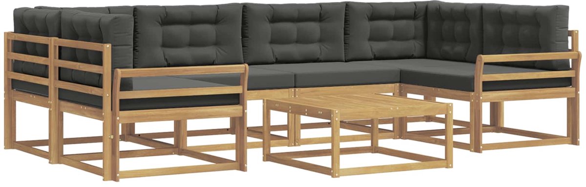 vidaXL Buiten - bank - set - 5 - st - 6-zits - Wit - en - antracietkleurig Wit en antracietkleurig