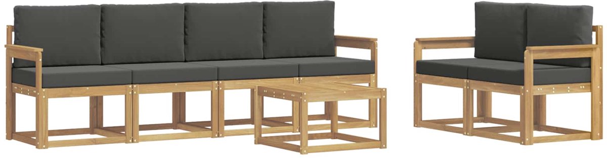 vidaXL Buiten - bank - set - 7 - st - 6-zits - Wit - en - antracietkleurig Wit en antracietkleurig
