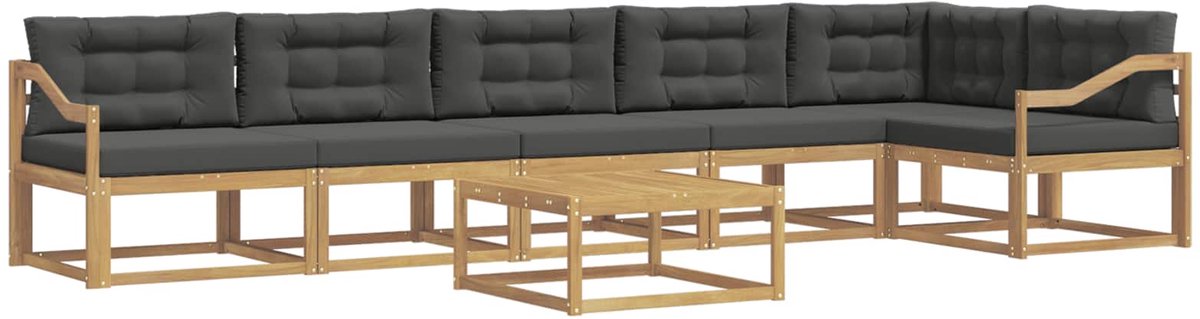 vidaXL Buiten - bank - set - 7 - st - 6-zits - Wit - en - antracietkleurig - Polyester Wit en antracietkleurig