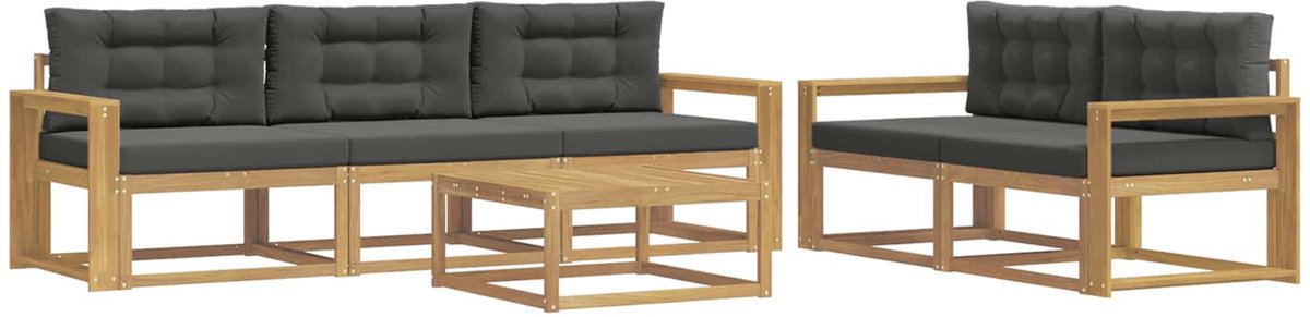 vidaXL Buiten - bank - set - 6 - st - 5-zits - Wit - en - antracietkleurig Wit en antracietkleurig