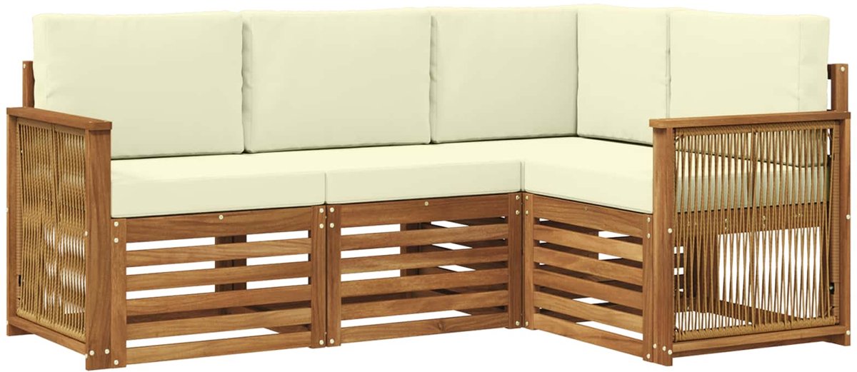 vidaXL Buiten - bank - set - 4 - st - Polyester Natuurlijk en Crème