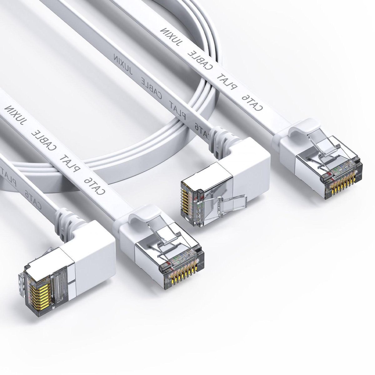 Cat 6 Ethernet Kabel - Netwerkkabel LAN Kabel - Strakke Ruimtes - 90 Graden Hoek - 20ft - Wit