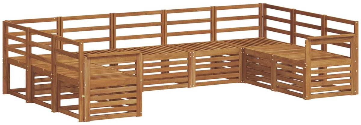 vidaXL Buiten - bank - set - 9 - st - 9-zits - Naturel - Massief - Acacia - Hout