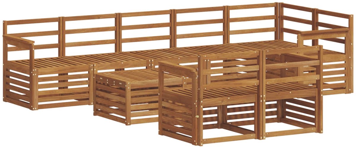 vidaXL Buiten - bank - set - 9 - st - 8-zits - Naturel - Massief - Acacia - Hout