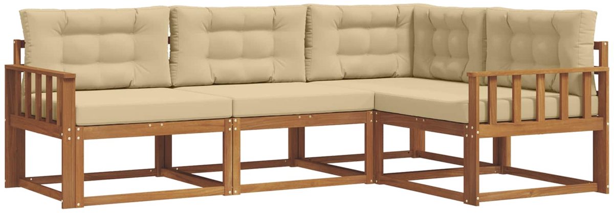 vidaXL Buiten - bank - set - 4 - st - 4-zits - Natuurlijk - en - Beige Natuurlijk en Beige