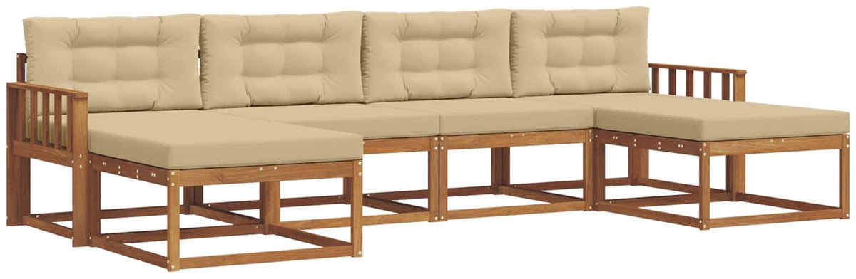 vidaXL Buiten - bank - set - 6 - st - Natuurlijk - en - Beige Natuurlijk en Beige