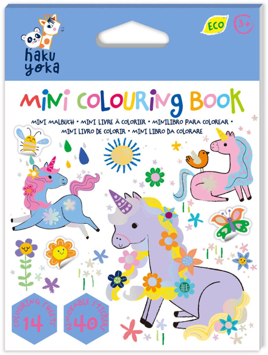 Haku Yoka kleurboek eenhoorn mini kleurpret voor kinderen.