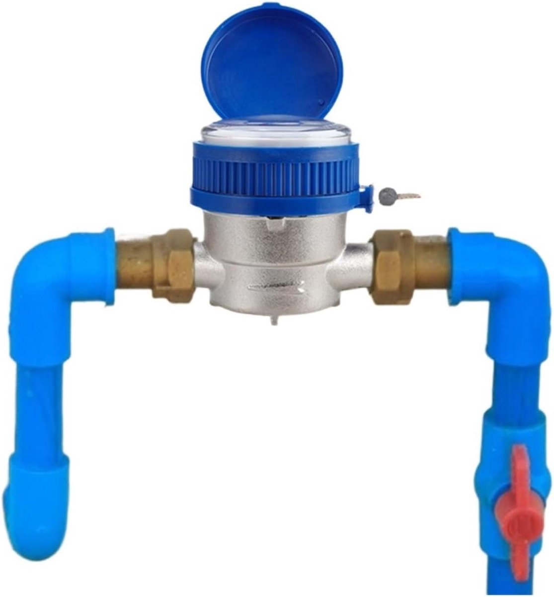 Slimme Watermeter - Stroommeter Water - Waterverbruik Meten - Digitaal Display Wijzer - 115cm - Blauw