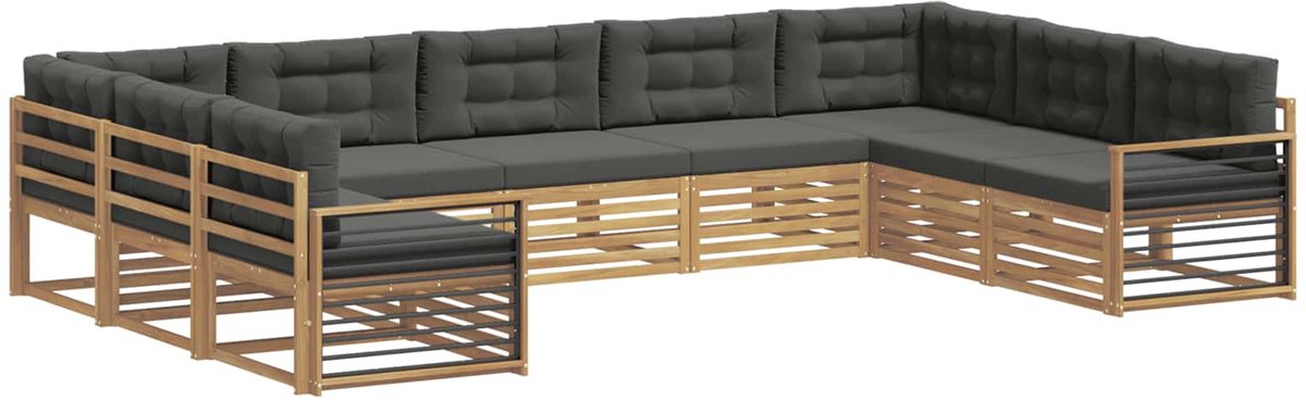 vidaXL Buiten - bank - set - 9 - st - 9-zits - Wit - en - antracietkleurig Wit en antracietkleurig