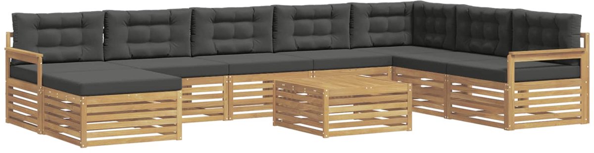vidaXL Buiten - bank - set - 9 - st - 7-zits - Wit - en - antracietkleurig Wit en antracietkleurig