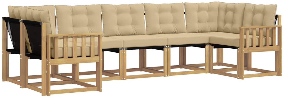 vidaXL Buiten - bank - set - 7 - st - 7-zits - Wit - en - Beige Wit en Beige