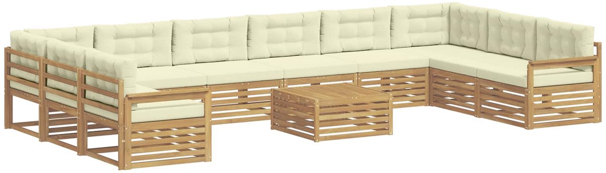 vidaXL Sofa-Sets - 11 - st - 10-zits - White - and - Cream - Polyester Wit en crème